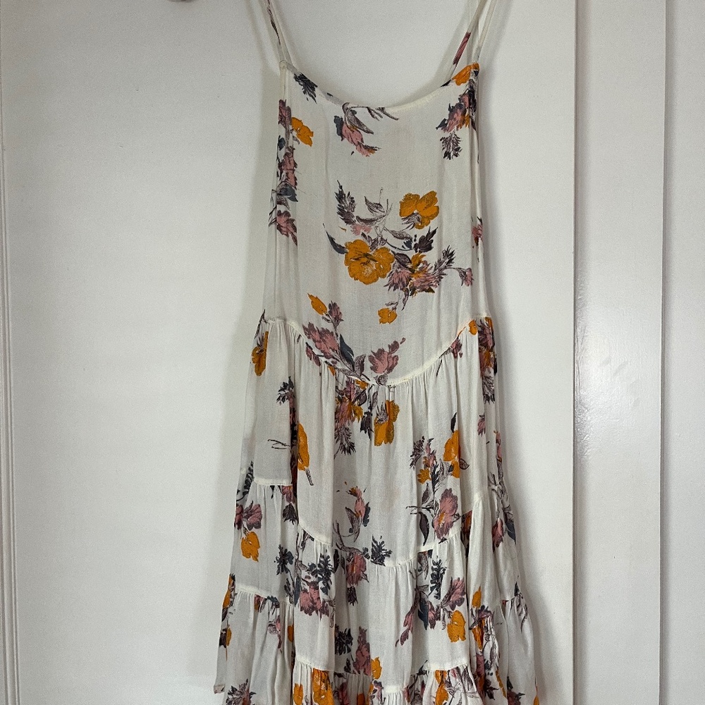 Free People White with Orange and Pink flowers sundress size S/P